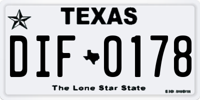TX license plate DIF0178