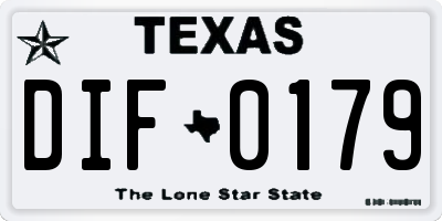 TX license plate DIF0179