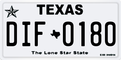 TX license plate DIF0180