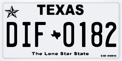TX license plate DIF0182