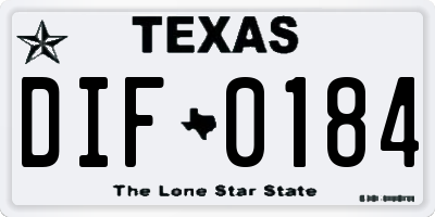 TX license plate DIF0184