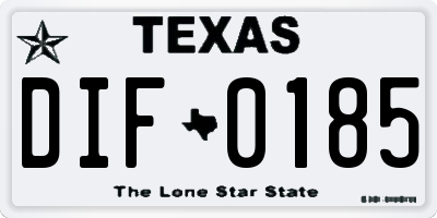 TX license plate DIF0185