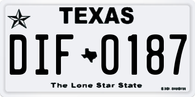 TX license plate DIF0187