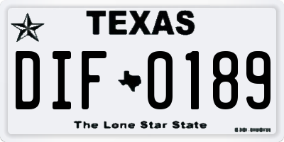 TX license plate DIF0189