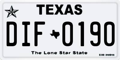 TX license plate DIF0190
