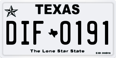 TX license plate DIF0191