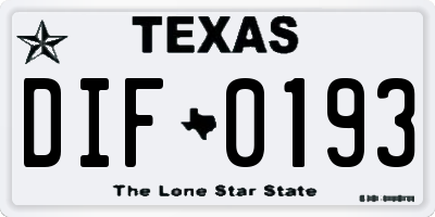TX license plate DIF0193