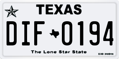 TX license plate DIF0194