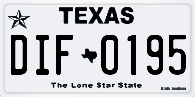 TX license plate DIF0195