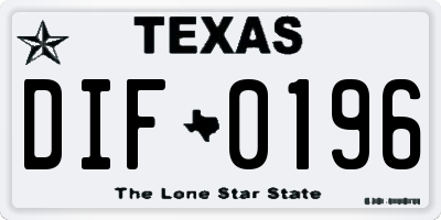 TX license plate DIF0196