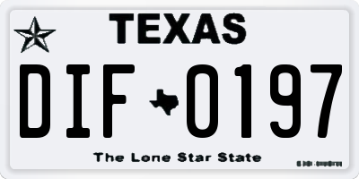 TX license plate DIF0197