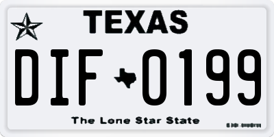 TX license plate DIF0199