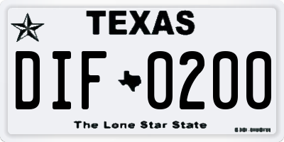 TX license plate DIF0200