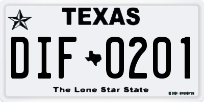 TX license plate DIF0201