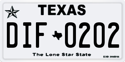 TX license plate DIF0202
