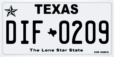 TX license plate DIF0209
