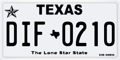 TX license plate DIF0210