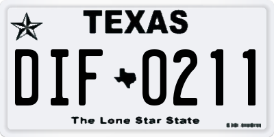 TX license plate DIF0211