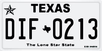 TX license plate DIF0213