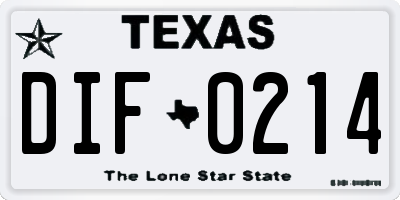 TX license plate DIF0214