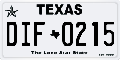 TX license plate DIF0215