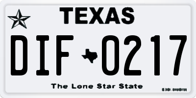 TX license plate DIF0217