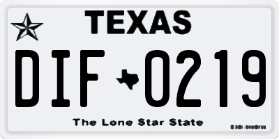 TX license plate DIF0219