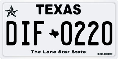 TX license plate DIF0220