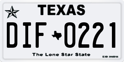 TX license plate DIF0221
