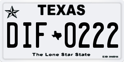 TX license plate DIF0222