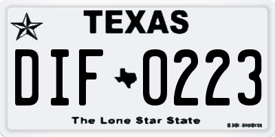 TX license plate DIF0223