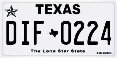 TX license plate DIF0224