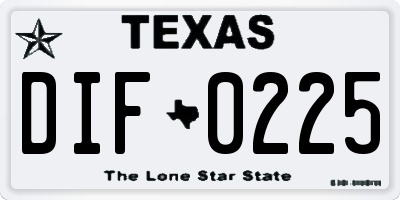 TX license plate DIF0225
