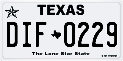 TX license plate DIF0229