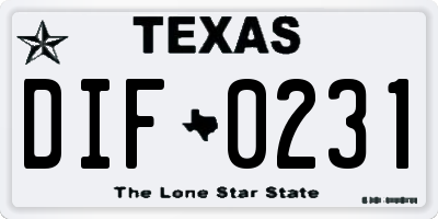 TX license plate DIF0231
