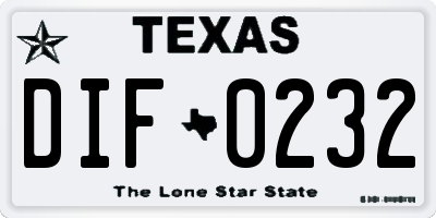 TX license plate DIF0232