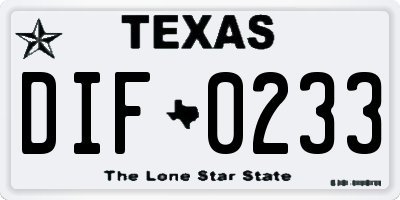 TX license plate DIF0233