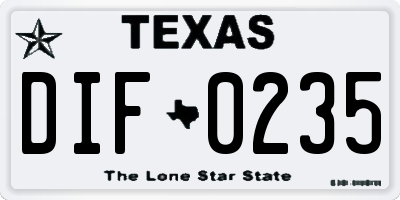 TX license plate DIF0235