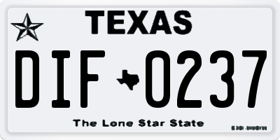 TX license plate DIF0237