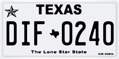 TX license plate DIF0240