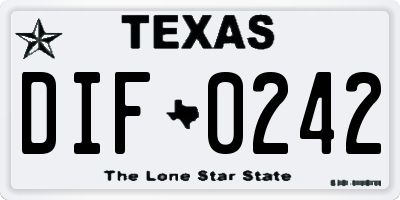 TX license plate DIF0242