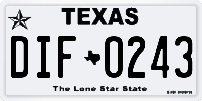 TX license plate DIF0243