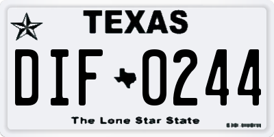 TX license plate DIF0244