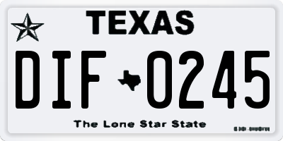 TX license plate DIF0245