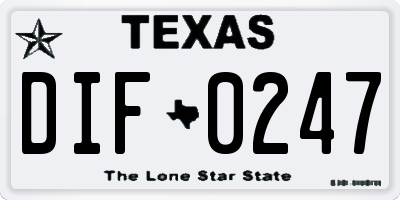 TX license plate DIF0247