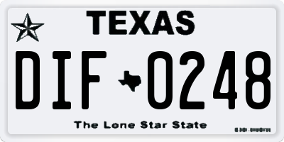 TX license plate DIF0248