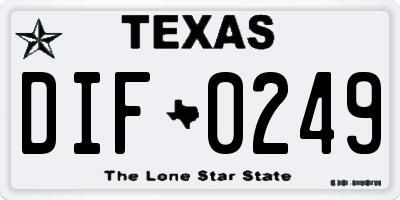 TX license plate DIF0249