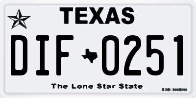 TX license plate DIF0251