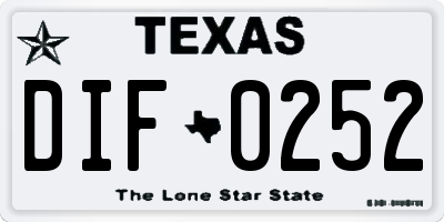 TX license plate DIF0252