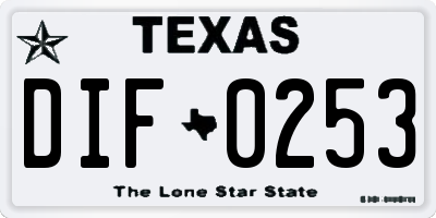 TX license plate DIF0253